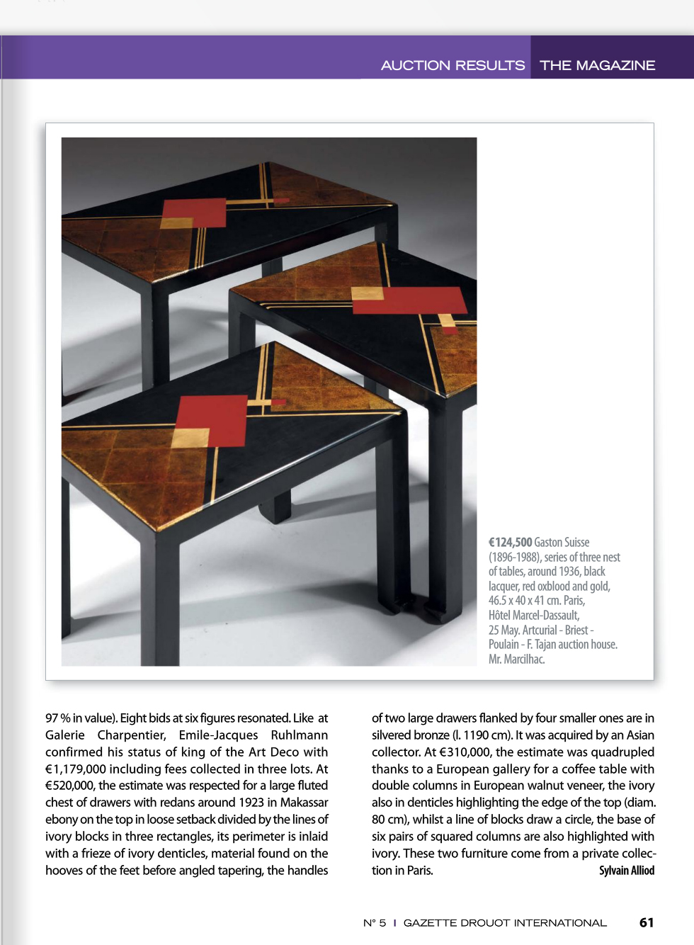 Results Wealthy 20th century - Gazette de Drouot Internationale N°5